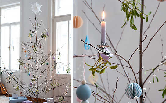 Basteln im Advent: winterlicher Papierschmuck für Zweige Basteln im Advent: winterlicher Papierschmuck für Zweige
