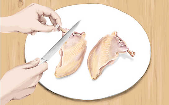 Kleine Fleischkunde: So schneiden Sie Huhn Suprême - (c) Illustration: Julia Schinzel Kleine Fleischkunde: So schneiden Sie Huhn Suprême
