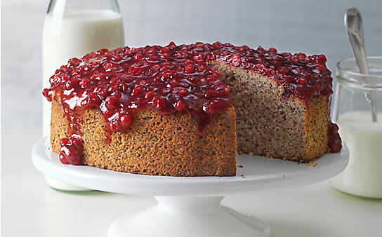Gebackene Joghurttorte mit Preiselbeergelee - (c) Foto: Eisenhut & Mayer Gebackene Joghurttorte mit Preiselbeergelee
