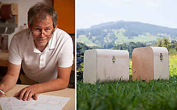Ausgeklügelter Stauraum: Der Möbelbauer und seine Hocker-Kisten - (c) Foto: Stefan Pfeiffer Ausgeklügelter Stauraum: Der Möbelbauer und seine Hocker-Kisten