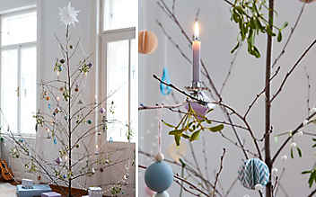 Basteln im Advent: winterlicher Papierschmuck für Zweige Basteln im Advent: winterlicher Papierschmuck für Zweige
