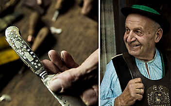 Der Messermacher und sein traditionelles Trachtenbesteck aus Südtirol - (c) Foto: Gerald Klepka Der Messermacher und sein traditionelles Trachtenbesteck aus Südtirol