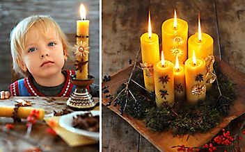 Basteln mit Kindern: weihnachtliche Bienenwachskerzen - (c) Foto: Alexi Pelekanos Basteln mit Kindern: weihnachtliche Bienenwachskerzen