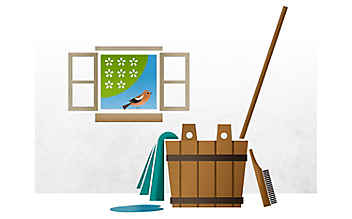 9 goldene Regeln für den Frühjahrsputz - (c) Illustration: Andreas Posselt 9 goldene Regeln für den Frühjahrsputz
