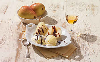 Herbstlicher Eisgenuss: Birne Helene - (c) Foto: Eisenhut & Mayer Birne Helene