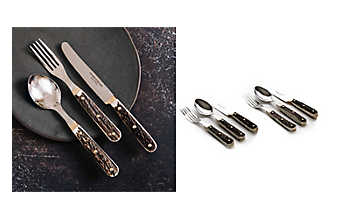 Hirschhorn-Besteck mit Messing Hirschhorn-Besteck