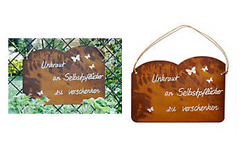 Schild Unkraut für Selbstpflücker Schild Unkraut